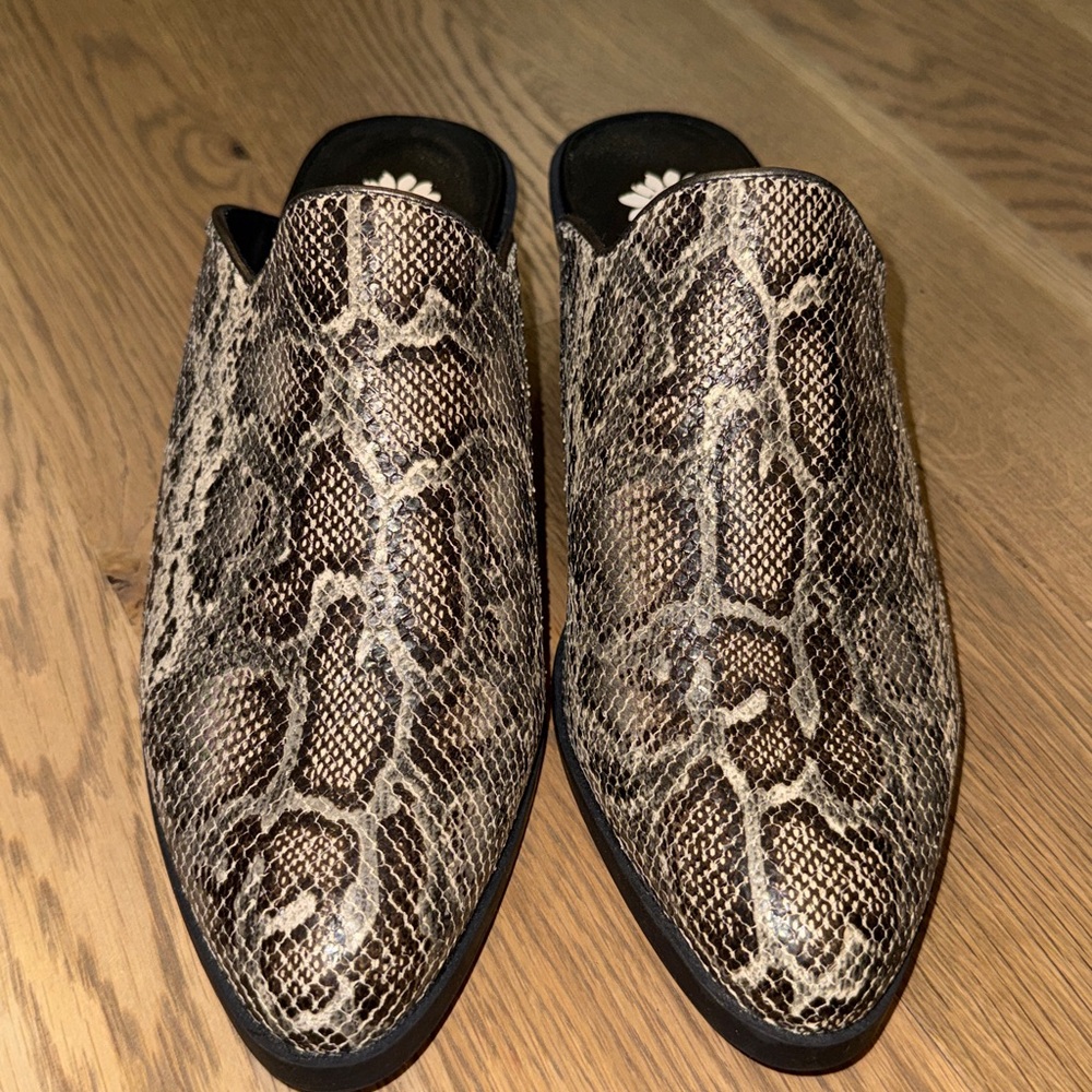 Yellow Box Lydia Python Mules - Picture 2 of 5